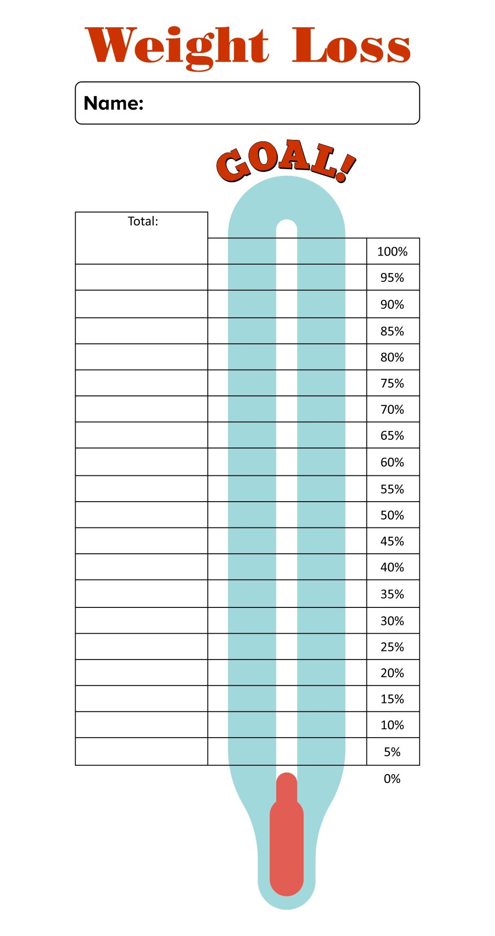Printable Thermometer Progress Chart