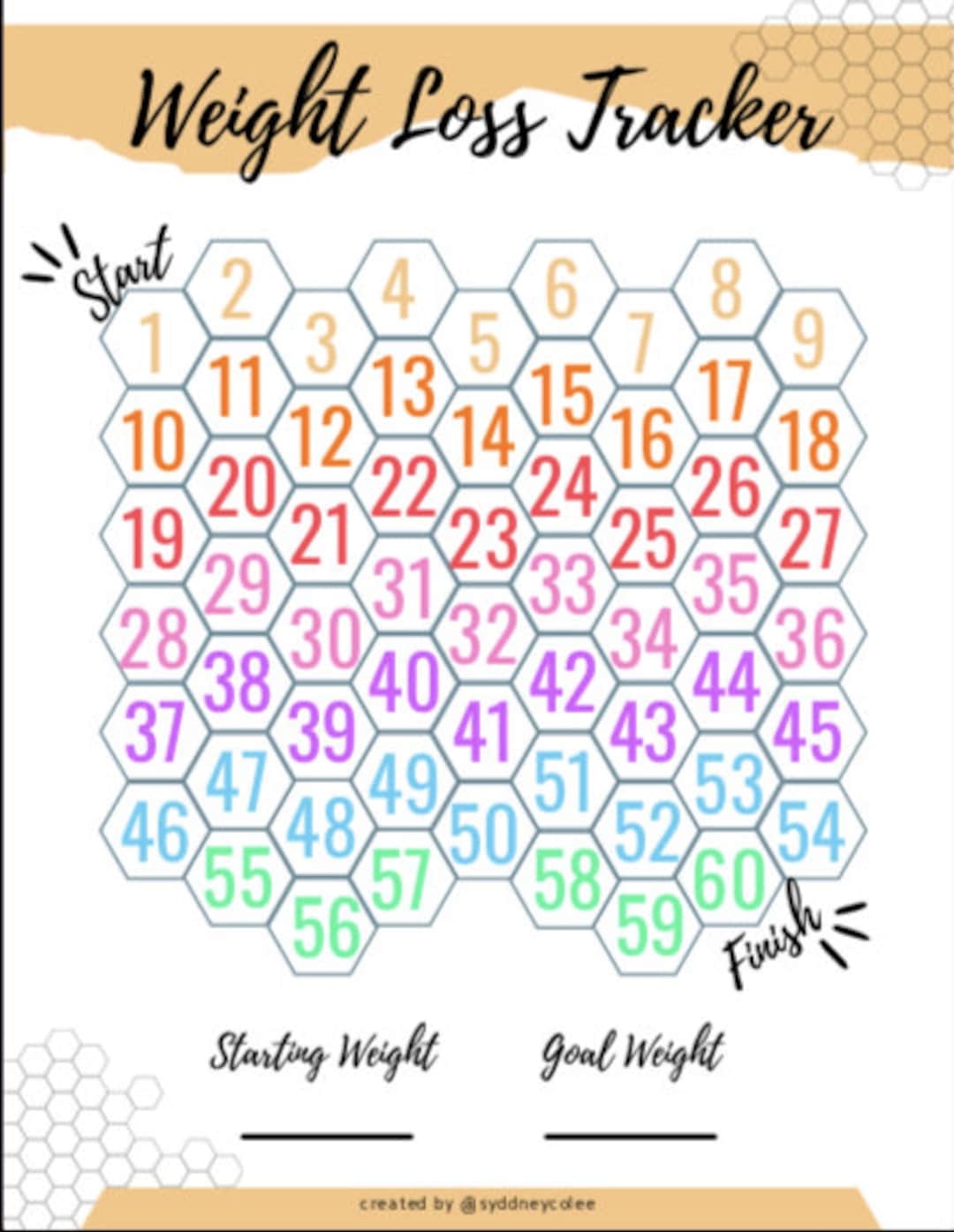 Weight Loss Tracker 60 Lbs Etsy