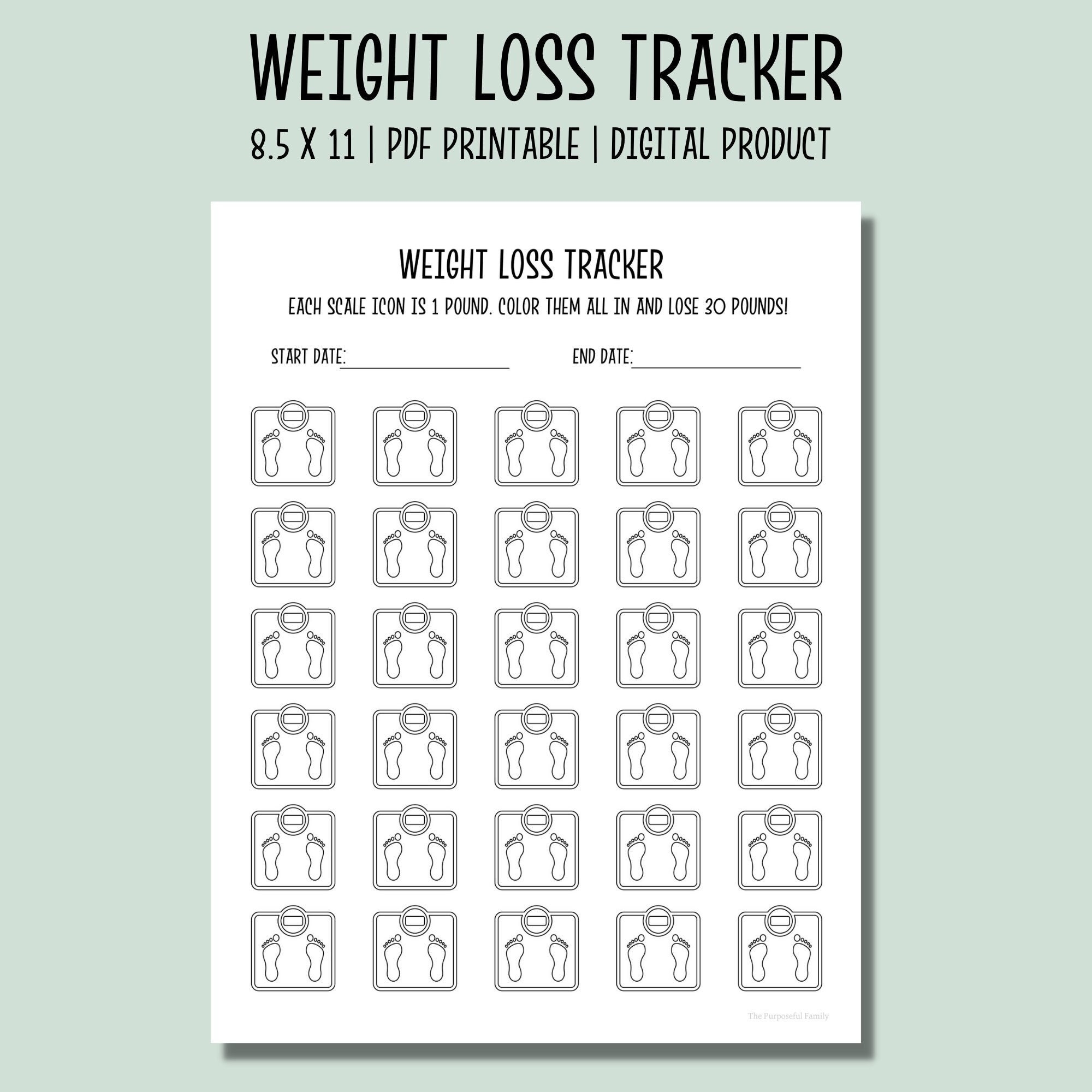 Weight Loss Tracker Printable Weight Loss Goal Tracker Weight Loss Journey 30 Pound Weight Loss Tracker 30 Pound Weight Loss Chart Etsy