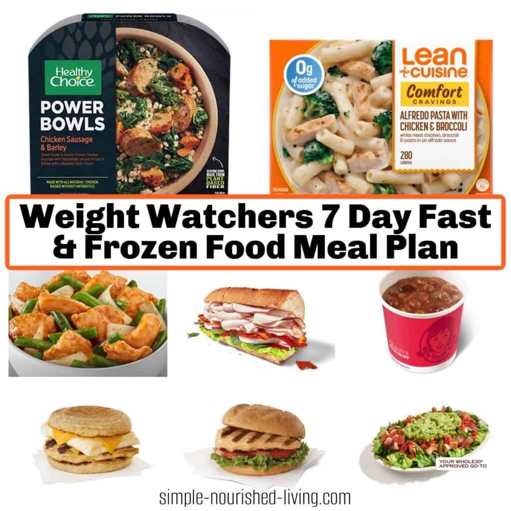 WeightWatchers 7 Day Fast Food Frozen Food Meal Plan Simple Nourished Living