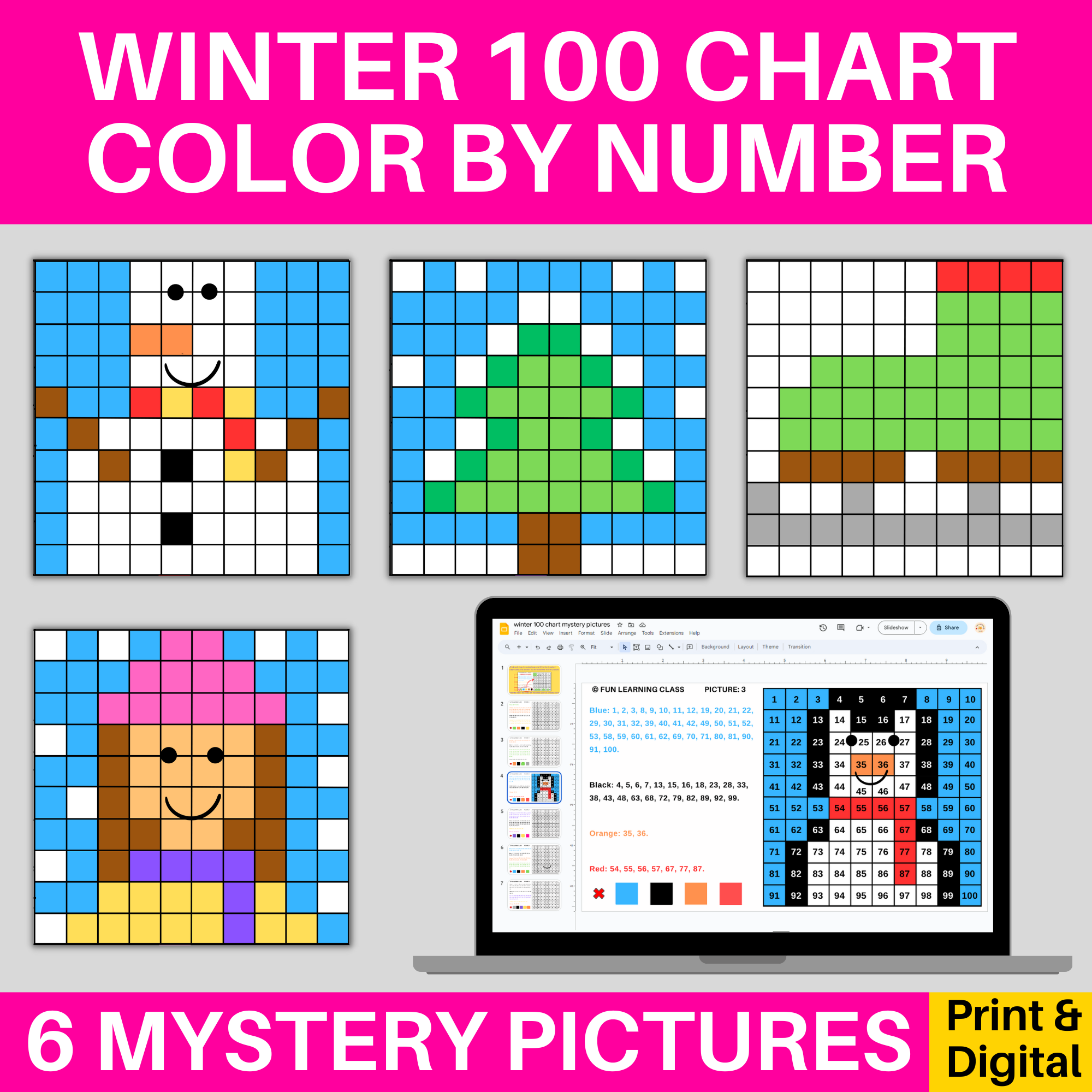 Winter 100s Hundred Chart Mystery Pictures Coloring Pages Digital Print Made By Teachers Winter 100s Hundred Chart Mystery Pictures Coloring Pages Digital Print Made By Teachers