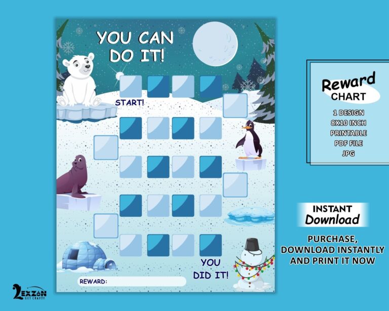 Winter Animals Reward Chart Printable Behavior Chart Daily Chore Chart Kids Routine Sticker Chart Cute Arctic Bedtime Chart Etsy