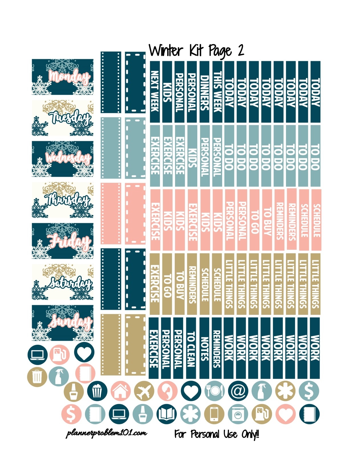 Winter Kit Free Printable Planner Stickers PlannerProblem