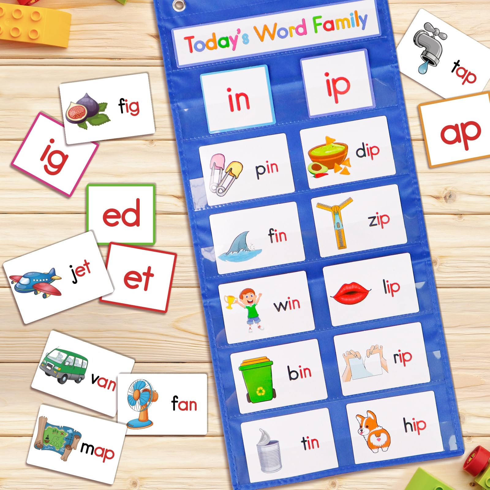 Word Families CVC Words Learning Toy 108 Cards For Spelling Word Building Preschool Kindergarten Phonics Pocket Chart