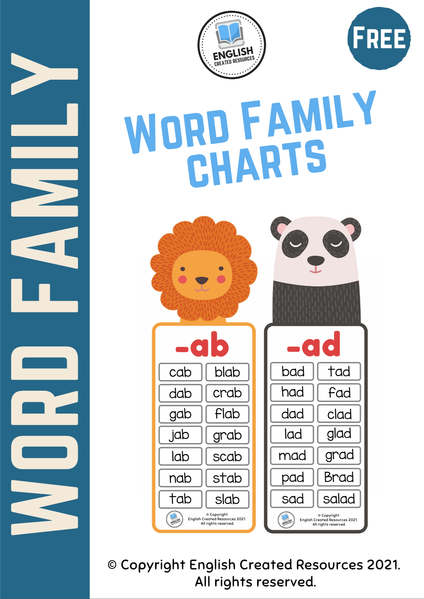 Printable Word Families Chart
