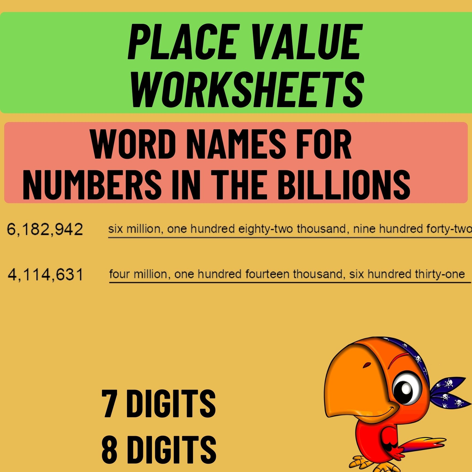 Word Names For Numbers In The Billions Worksheets 7 Digits 8 Digits Made By Teachers