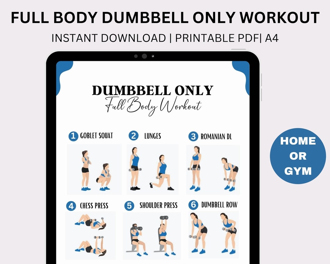 Workout Chart Printable Dumbbell Workout Routine Pdf Chart At Home Workout Routine Dumbbells Workout Chart 30