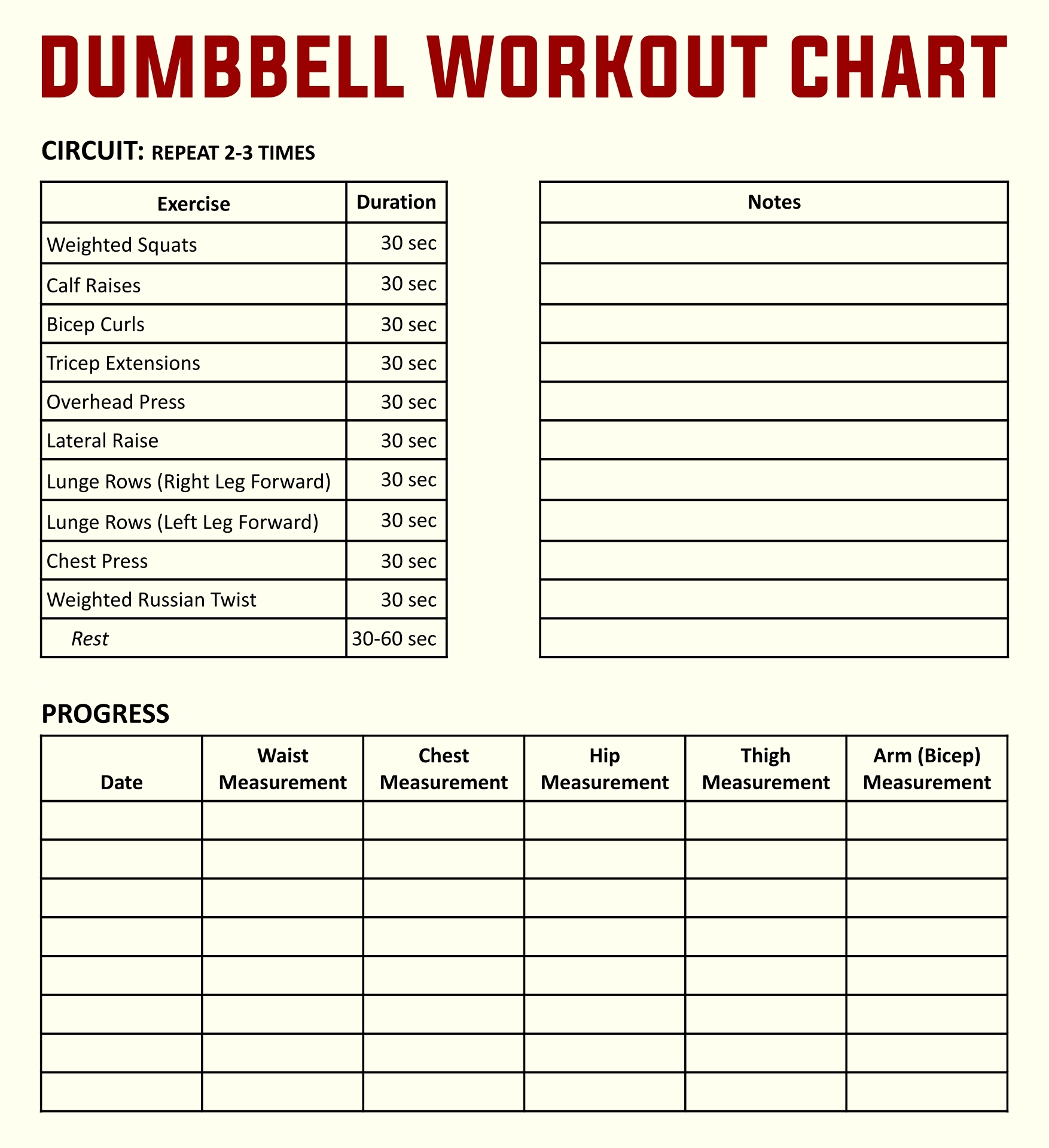 Free Printable Exercise Charts Free Printable Exercise Charts