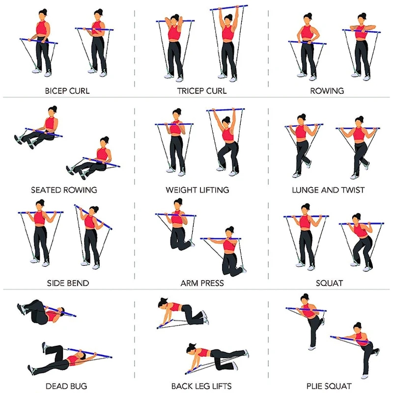 Workout Equipment Workout Chart Exercises For Portable Pilates Bar Multifunctional Pilates Bar Combination Fitness Bar Yoga