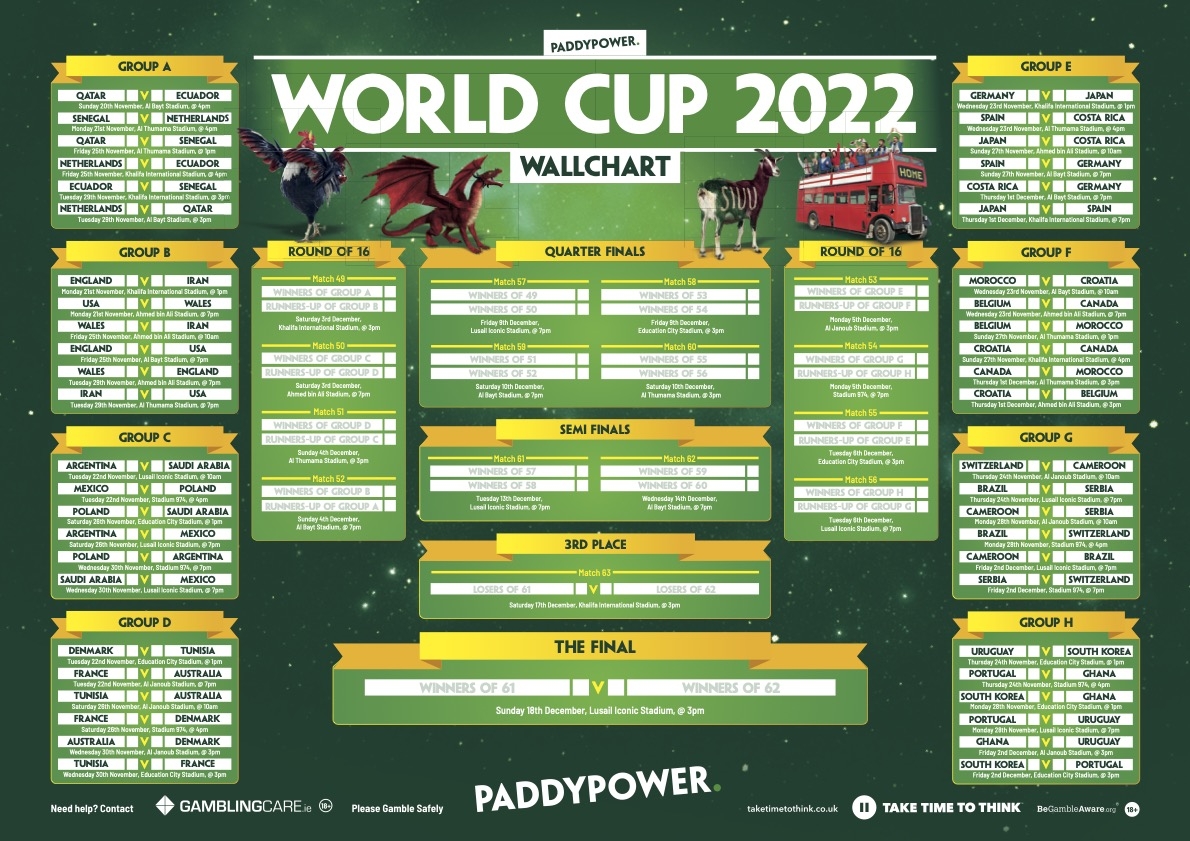 World Cup Wallchart Download Paddy s Qatar 2022 Fixtures Guide Paddy Power News