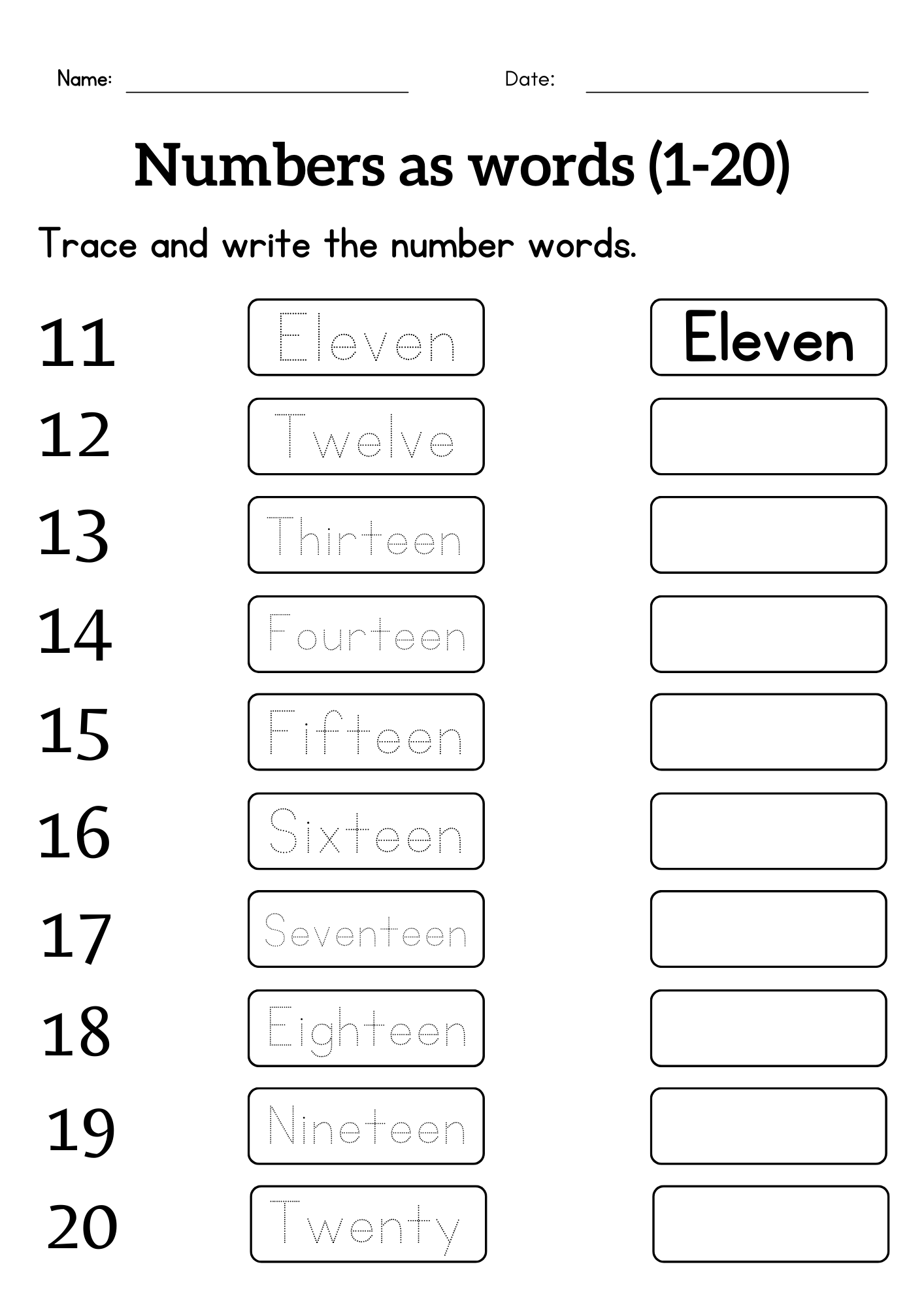 Writing Number Names 1 To 20 Worksheet Tracing Number Words For Grade 1 Or 2 Made By Teachers Writing Number Names 1 To 20 Worksheet Tracing Number Words For Grade 1 Or 2 Made By Teachers