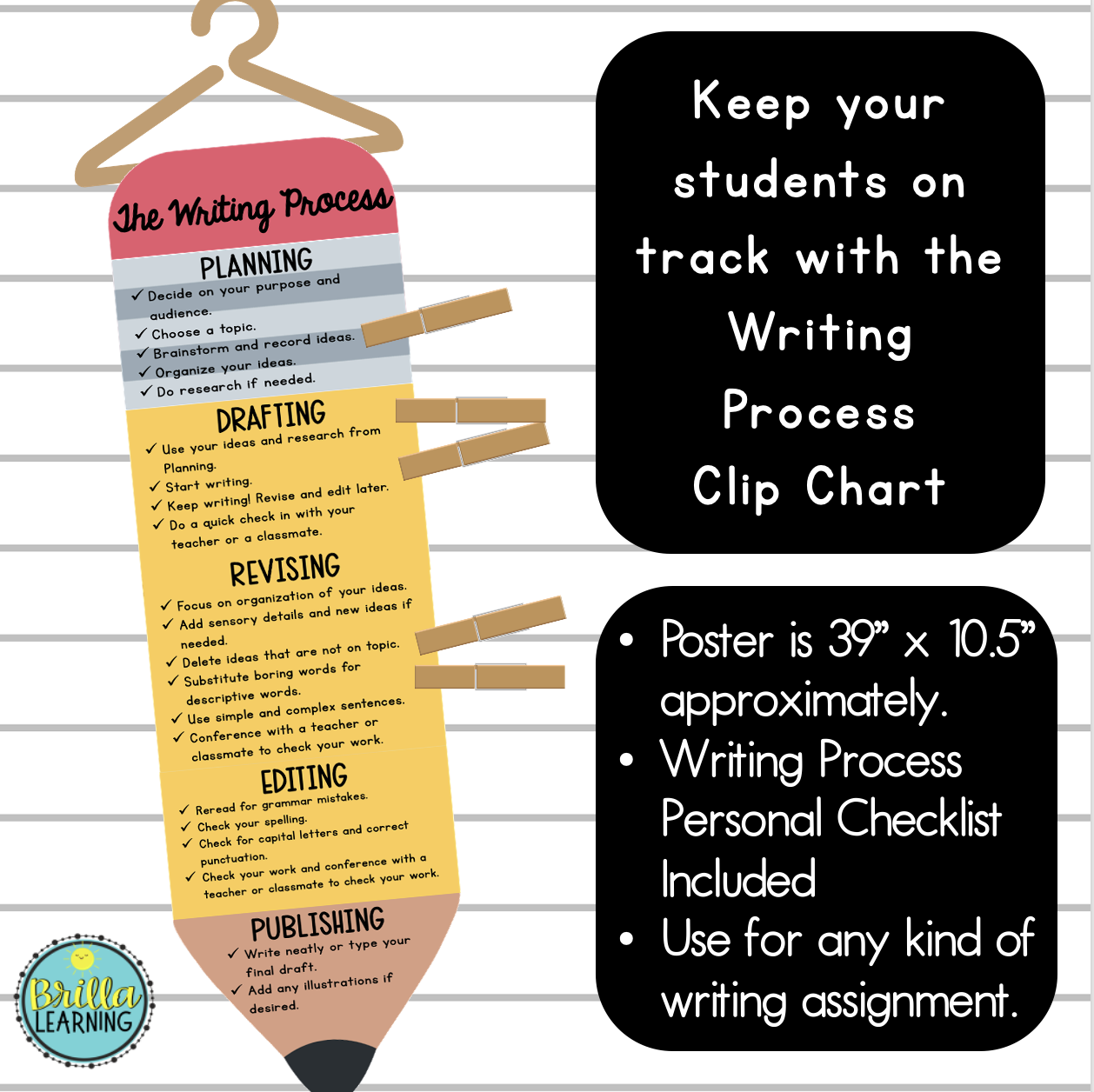 Writing Process Clip Chart Classful