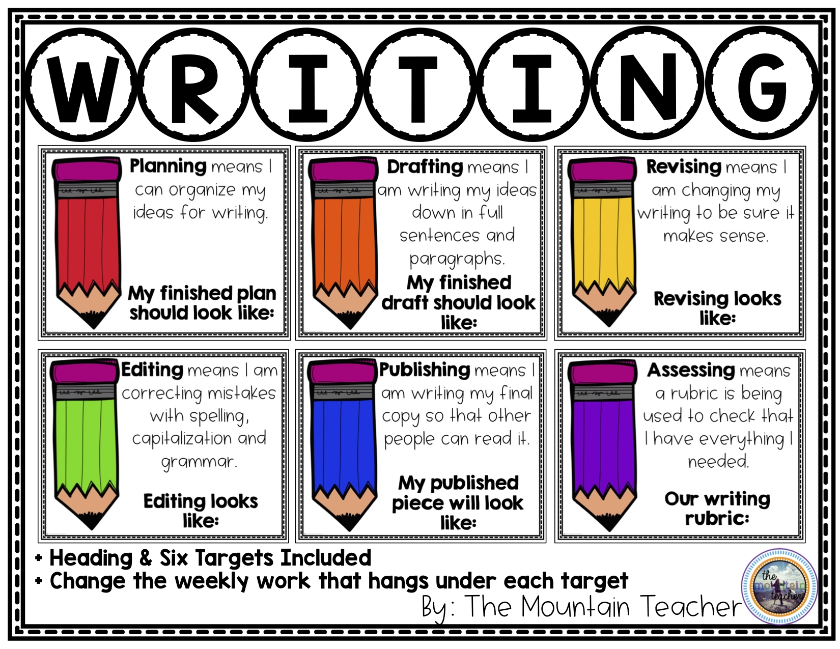Writing Process Posters With Targets Anchor Charts For Bulletin Board Made By Teachers Writing Process Posters With Targets Anchor Charts For Bulletin Board Made By Teachers