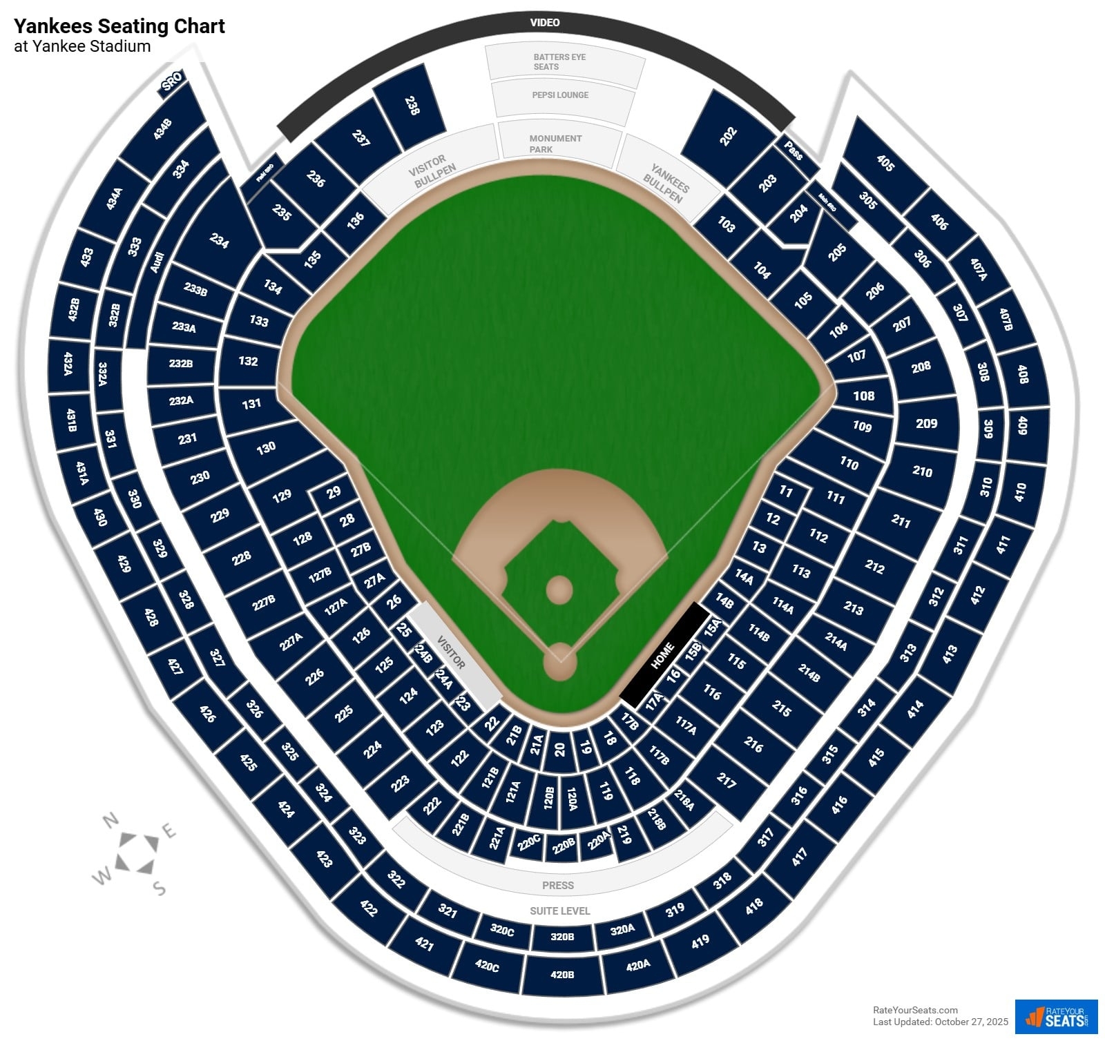 Yankee Stadium Seating Charts RateYourSeats Yankee Stadium Seating Charts RateYourSeats