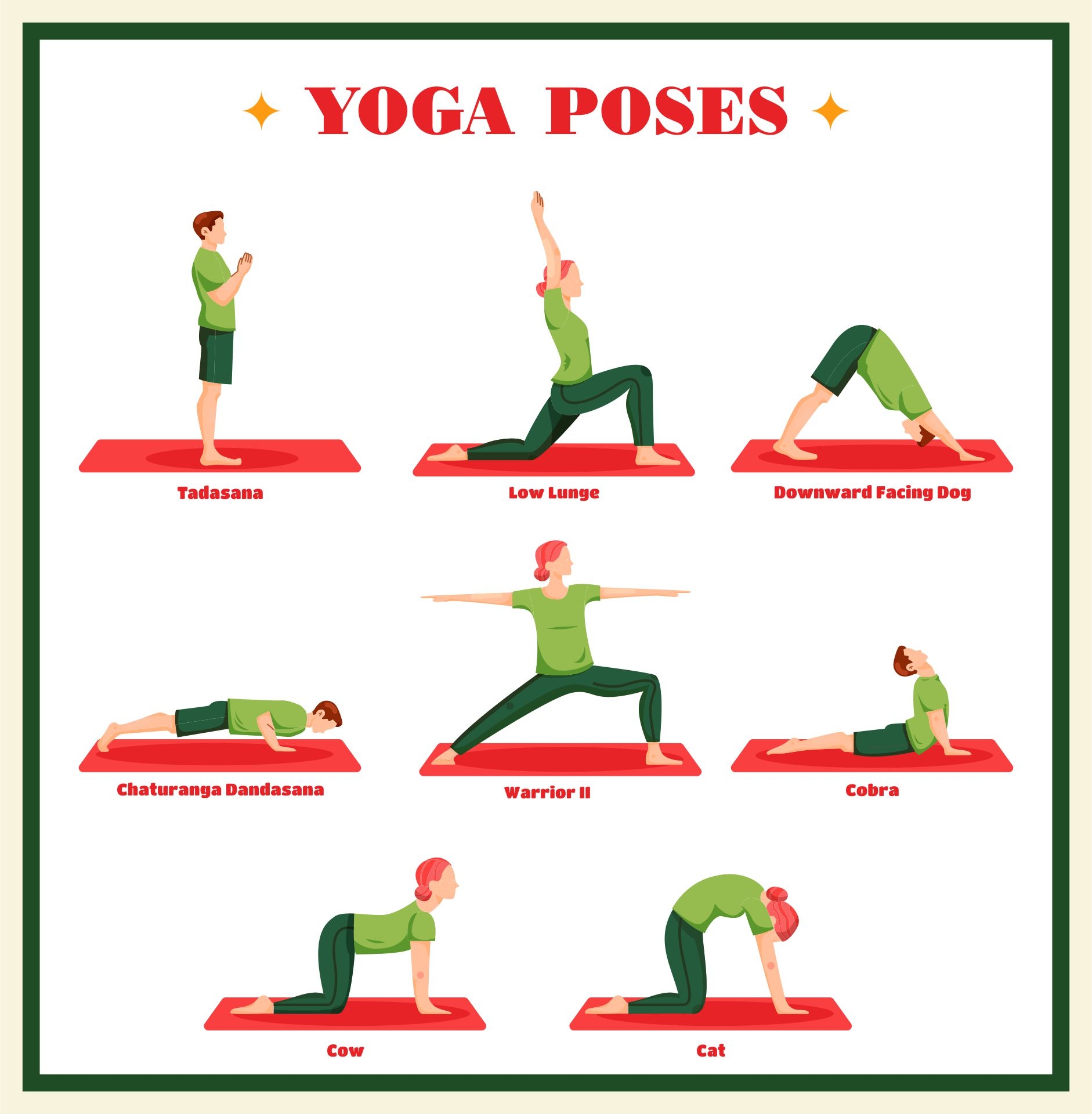 Yoga Poses Chart 10 Free PDF Printables Printablee Worksheets Library