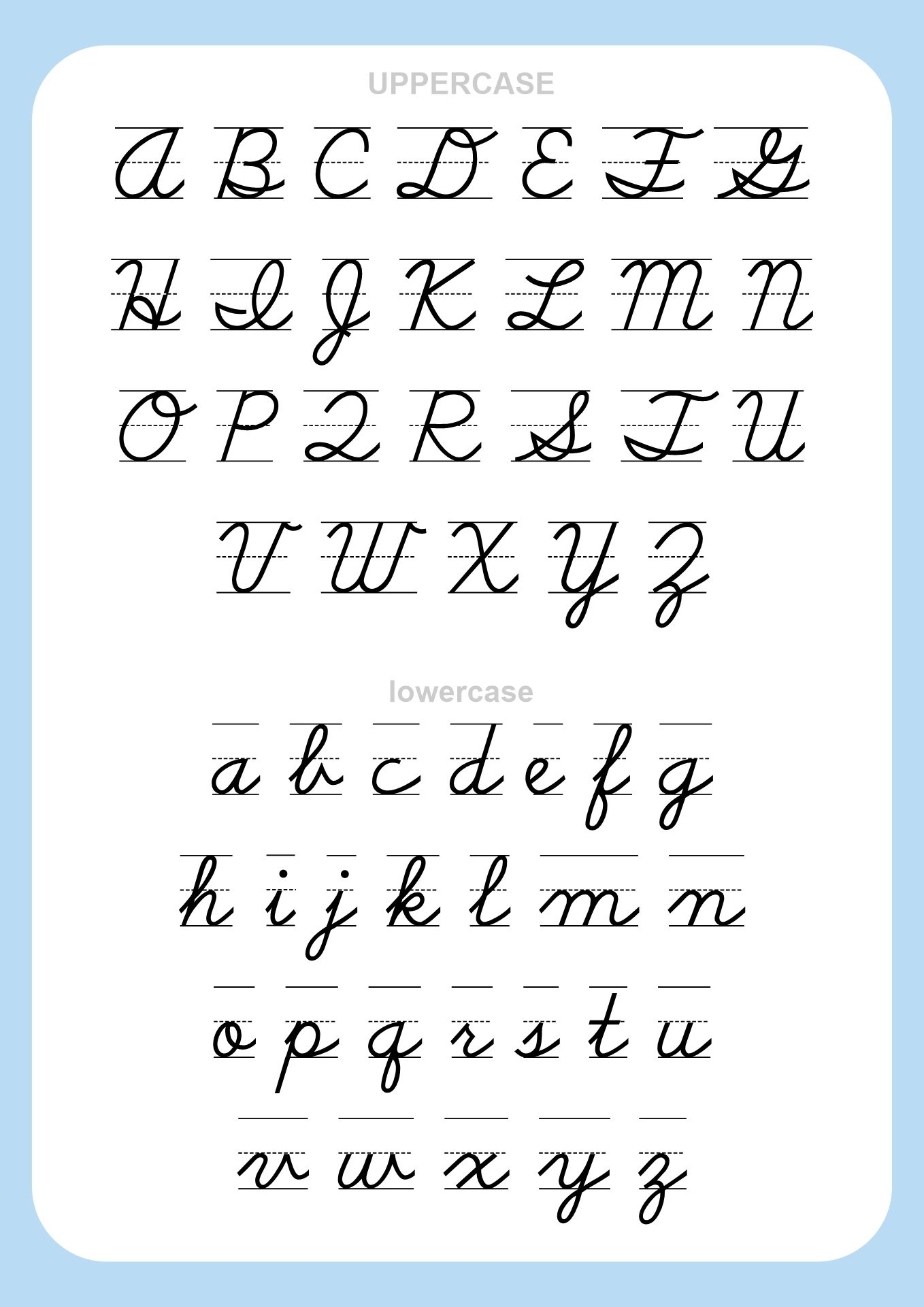 Zaner Bloser Printable Alphabet Chart