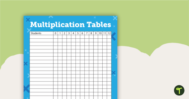Free printable 12x12 Times Table Chart Blank designed for students to fill in multiplication tables