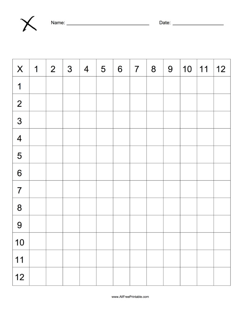 A Blank Multiplication Table For A Thir Grader - Free printable blank multiplication table for a third grader with empty cell