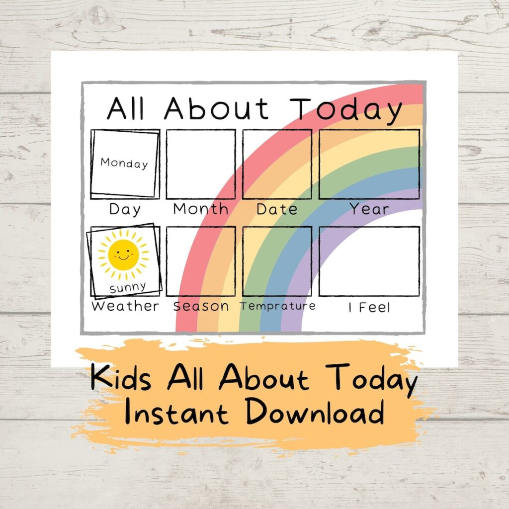 All About Today Chart Printable - Kids Printable All About Today Chart Weather Days of the - Etsy