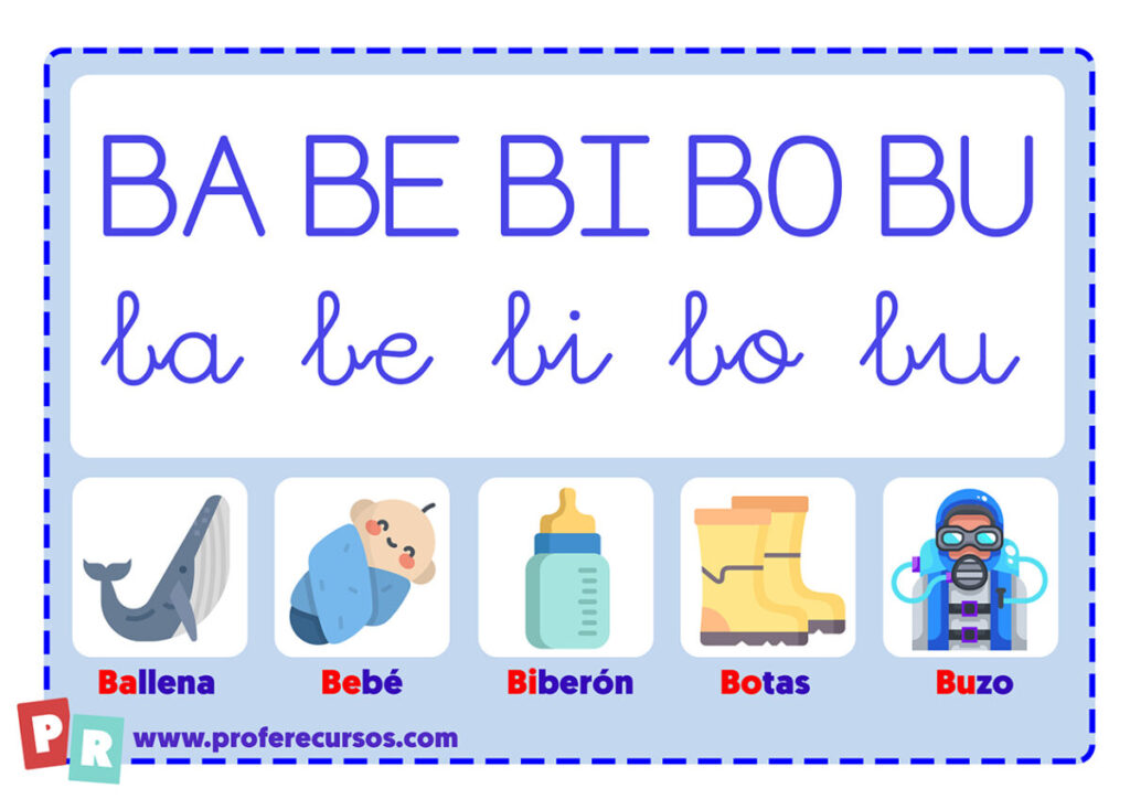 Ba Be Bi Bo Bu Chart Printable - Palabras con Ba Be Bi Bo Bu