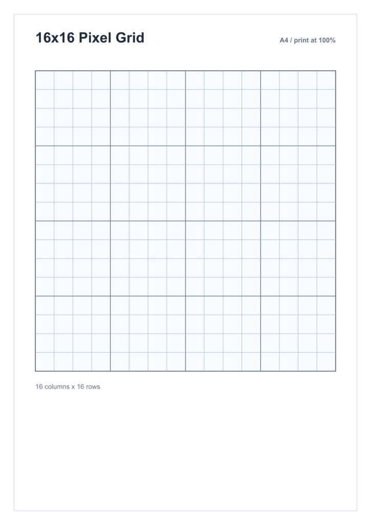 Blank Chart 1 Row To Print - Free printable blank chart with 1 row for pixel art projects
