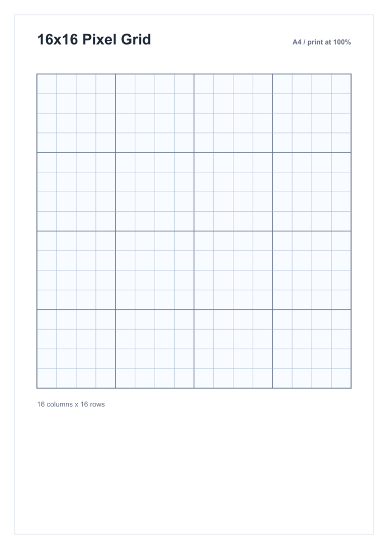 Blank Chart 1 Row To Print - Free printable blank chart with 1 row for pixel art projects