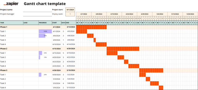 Free printable Blank Chart Template 8 Rows And 4 Columns for organizing project tasks and timelines