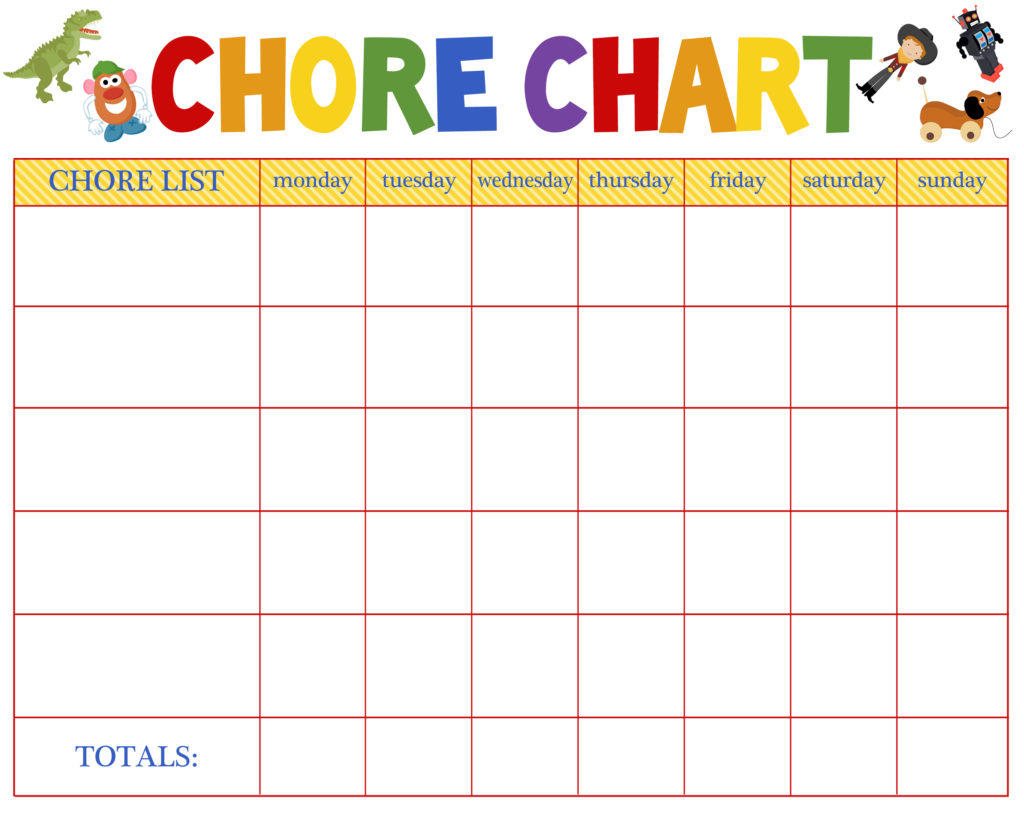 Free printable Blank Chart Template For Word featuring a colorful chore chart layout