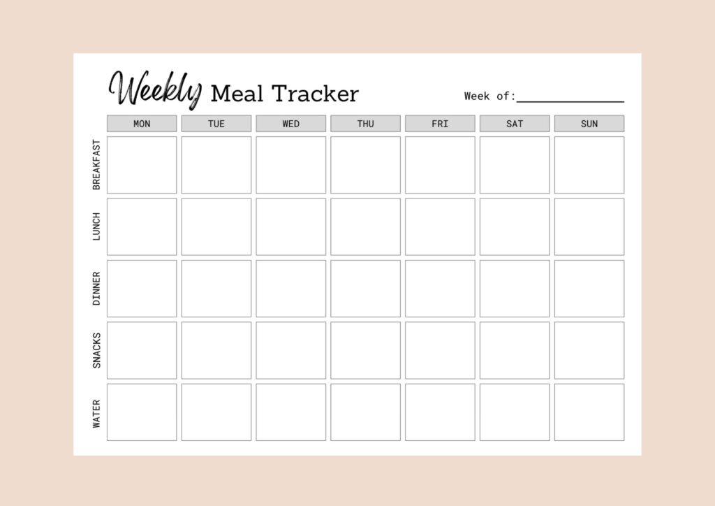 Blank Food Chart Blank Food Chart