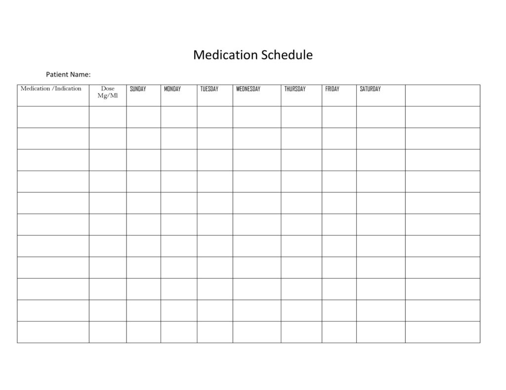 Free printable Blank Mar Chart Template UK for organizing medication schedules weekly