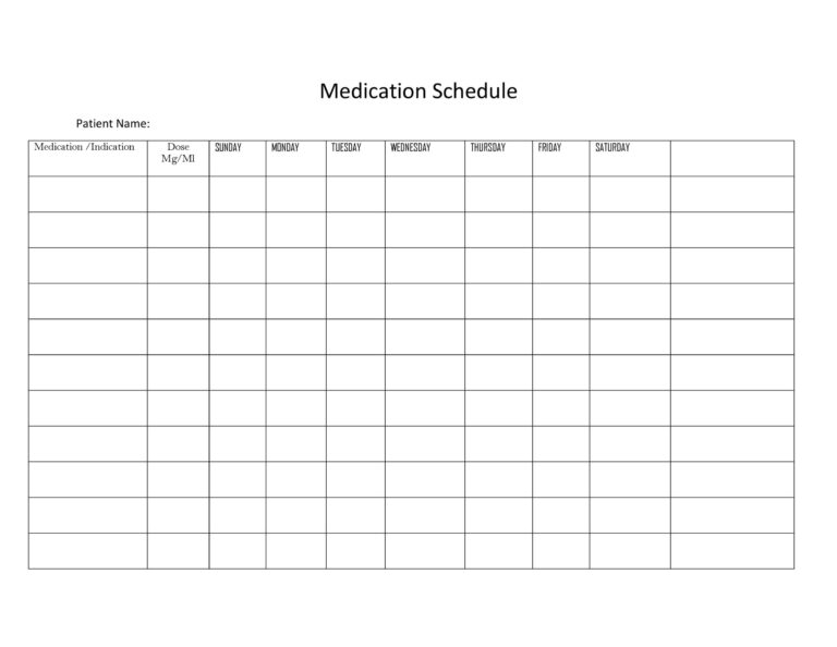 Free printable Blank Mar Chart Template UK for organizing medication schedules weekly