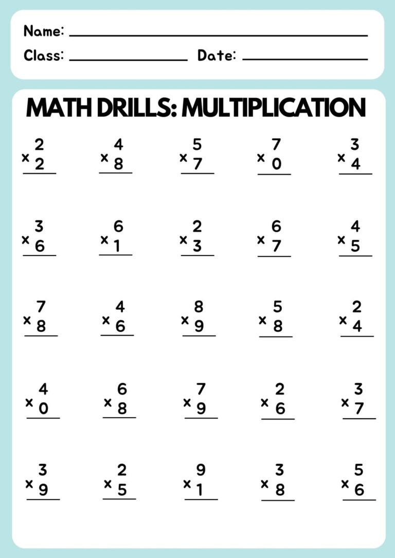 Blank Multiplication Factor Templates Printable - Free printable blank multiplication factor template for math drills with va