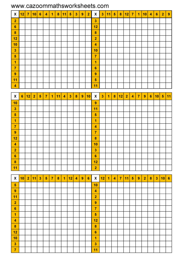 Blank Multiplication Grid Mixed - Free Printable