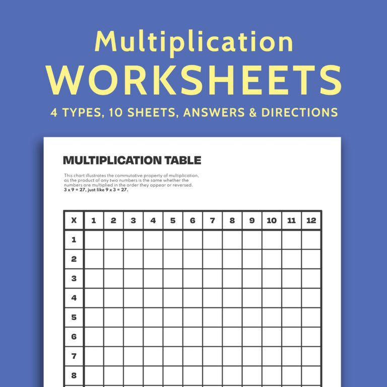 Free Blank Multiplication Grid Printable Free for educational use and practice