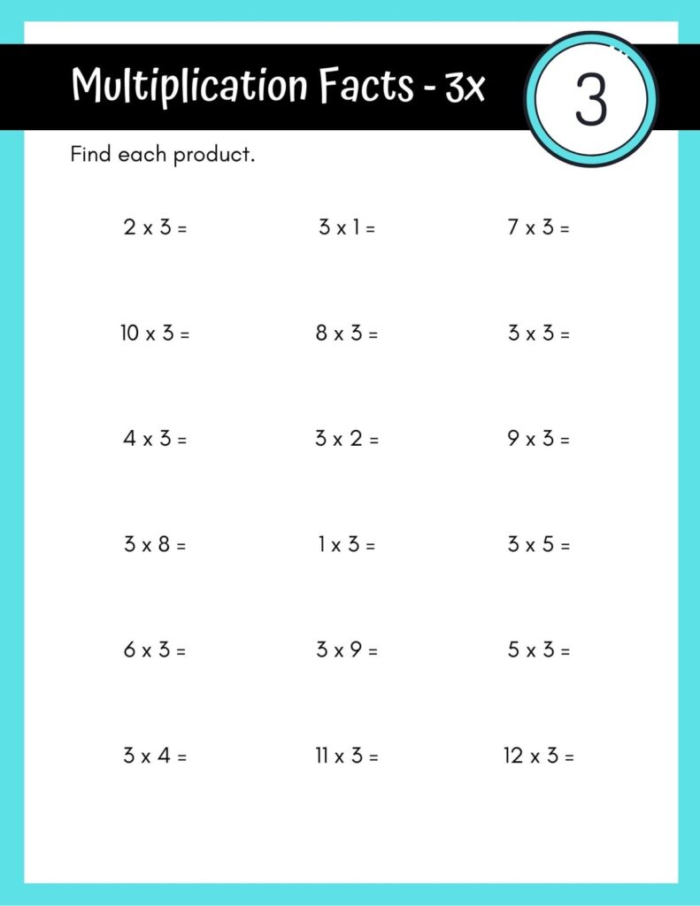 Free printable Blank Multiplication Table 3rd Grade for practicing multiplication facts