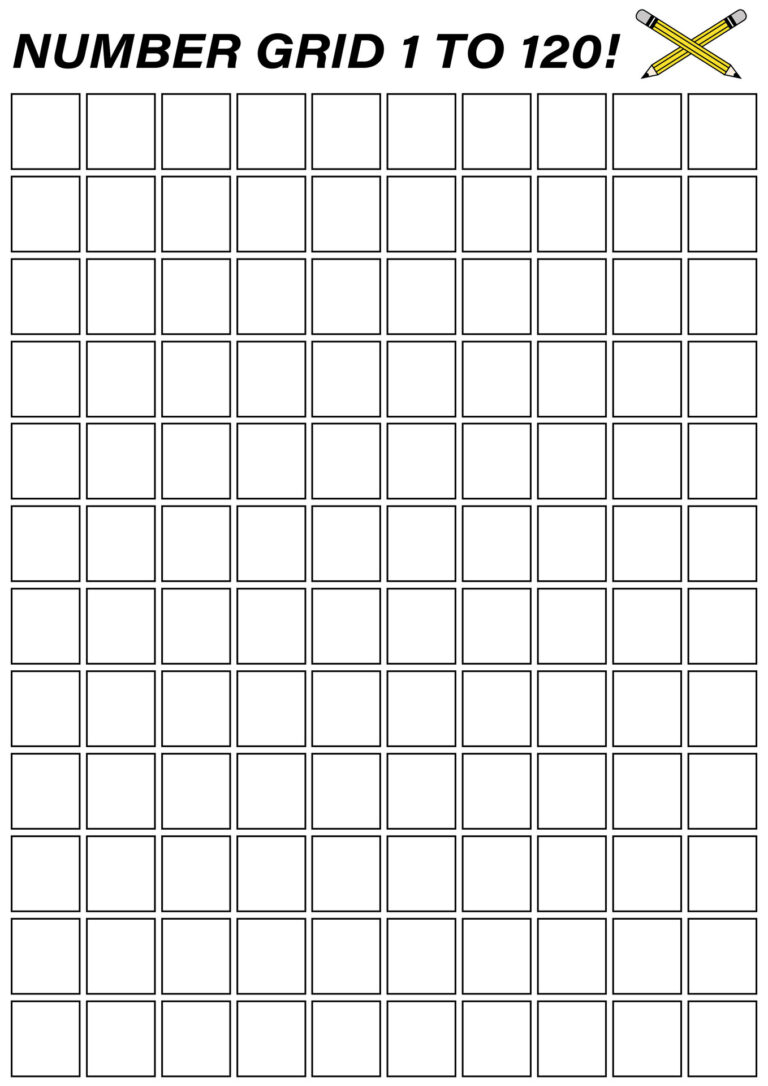 Free printable Blank Multiplication Table To 120 with empty boxes for numbers