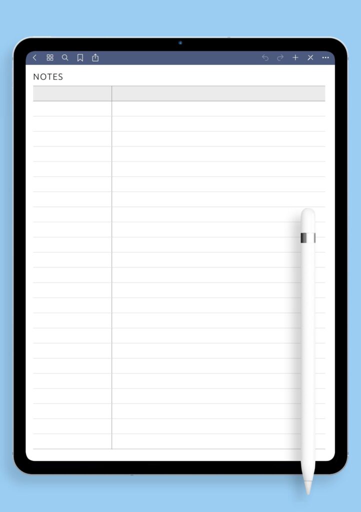 Blank Table Templates For Teachers – Printable Note Taking Sheet Blank Table Templates For Teachers - Free printable blank table template for teachers with lined notes section