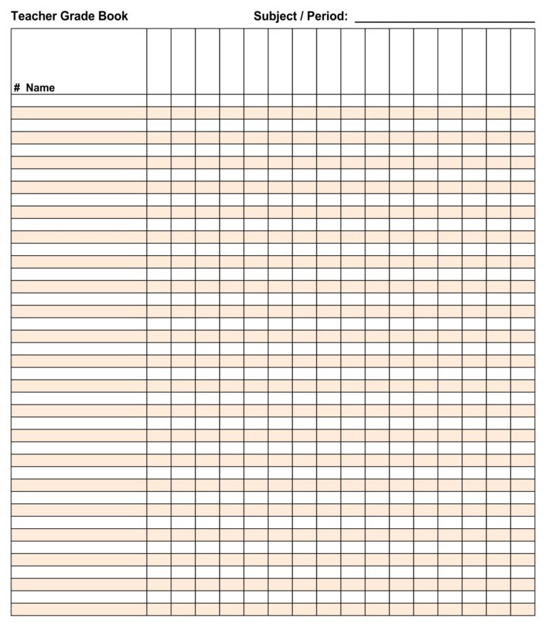 Blank Teacher Chart For Math Grades - Printable Grading Chart