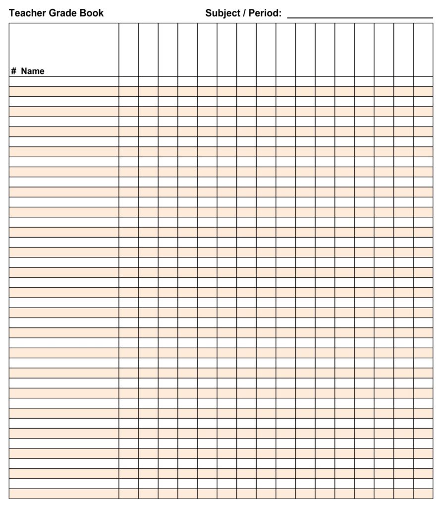 Blank Teacher Chart For Math Grades - Printable Grading Chart