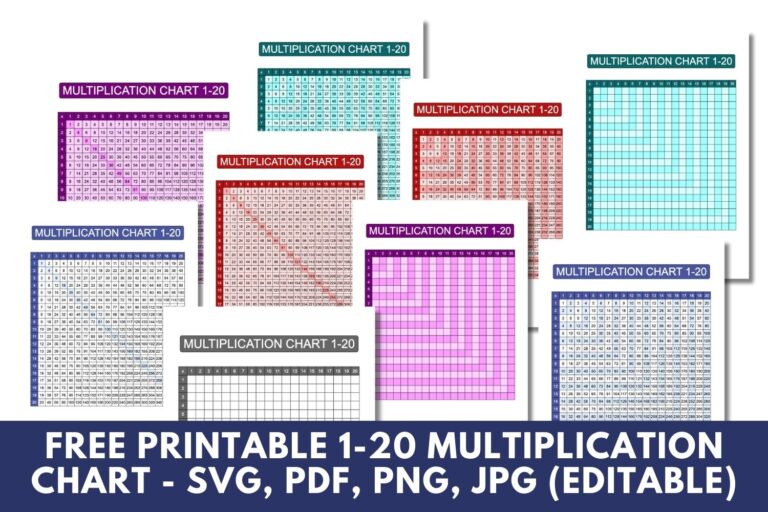 Blank Times Table Chart 13-20 - Printable Blank Tables
