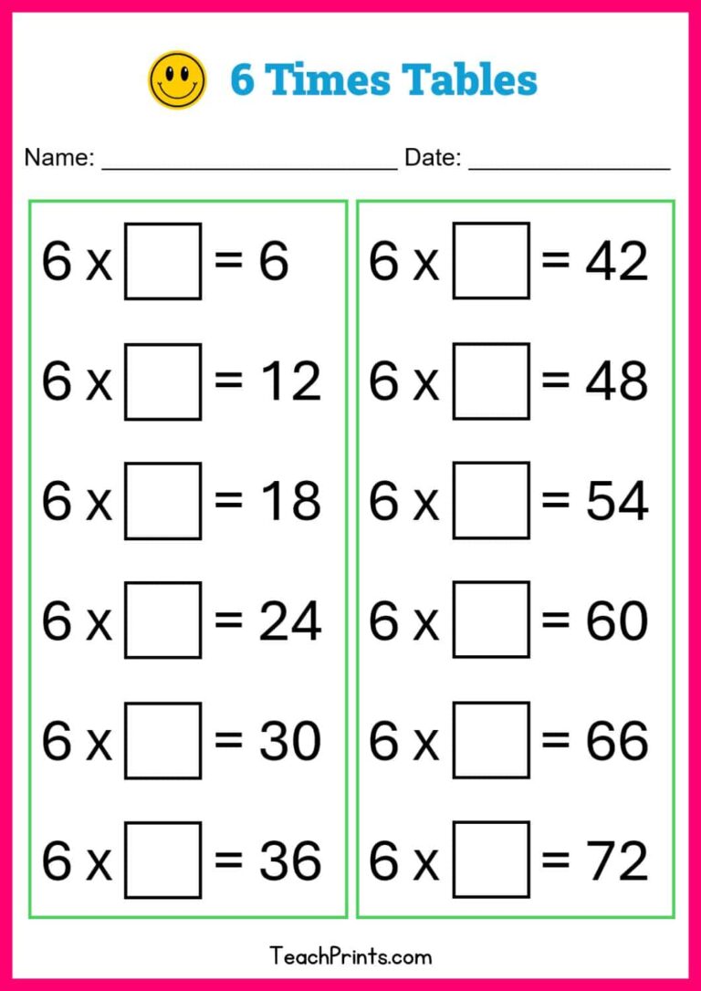 Empty 6 Multiplication Table Worksheets - Six Times Table Worksheet - Duck Printable