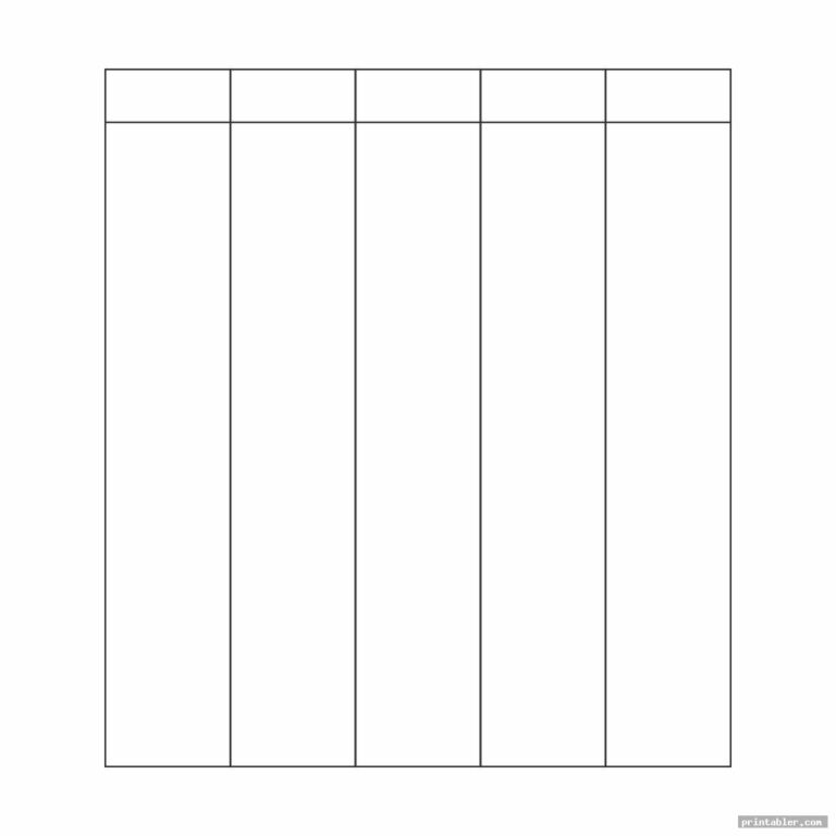 Free Blank 5 Column Chart - Blank 5 Column Chart Template