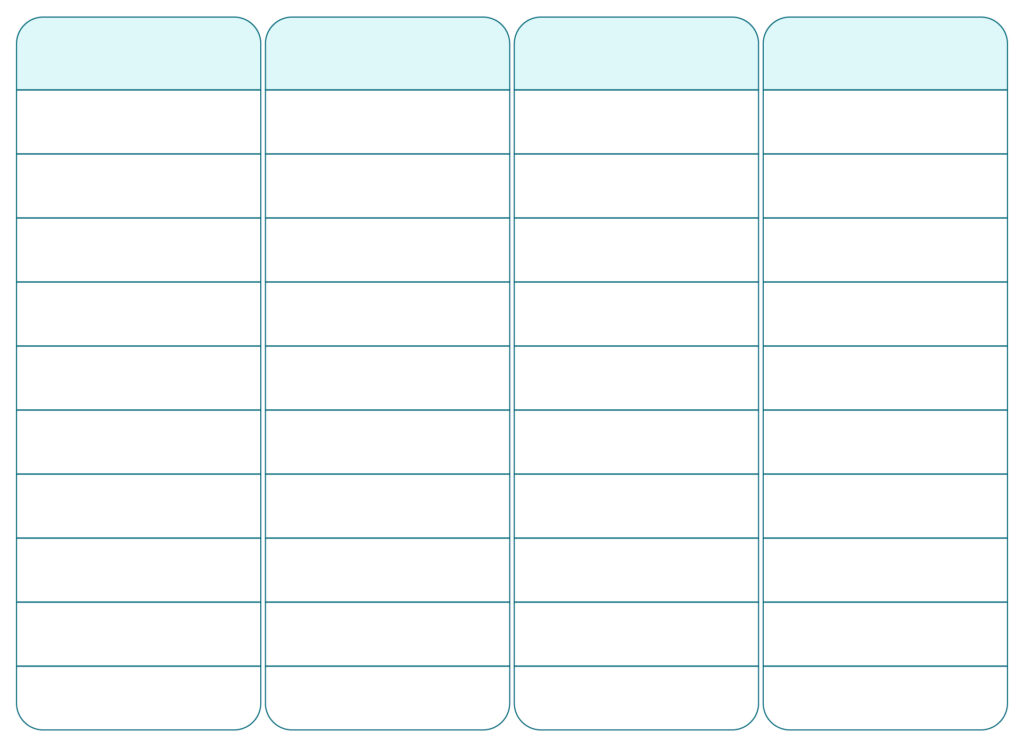 Free Printable Blank 4 Column Chart Printable with empty rows for data entry
