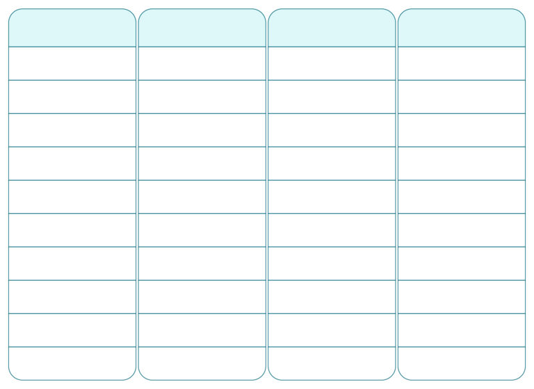 Free Printable Blank 4 Column Chart Printable with empty rows for data entry