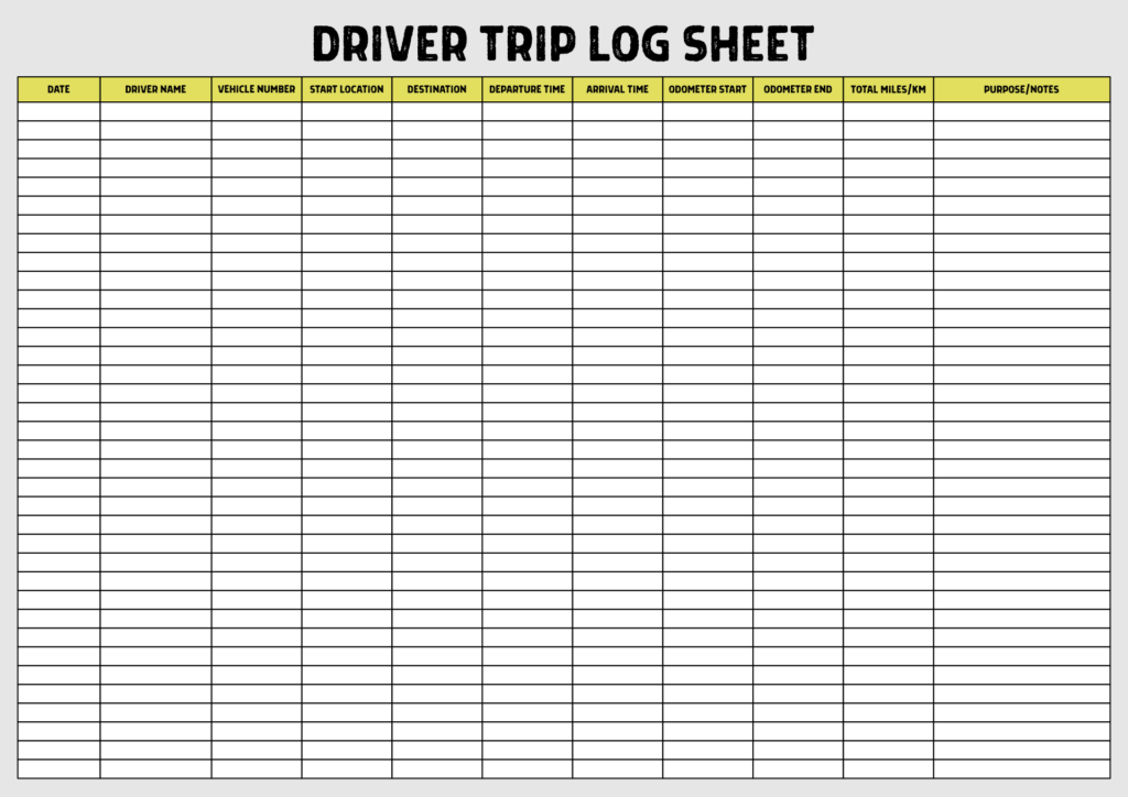 Free Printable Charts For Trucking - Truck Driver Log Sheet