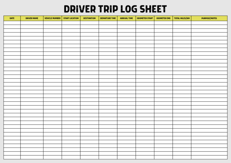 Free Printable Charts For Trucking - Truck Driver Log Sheet