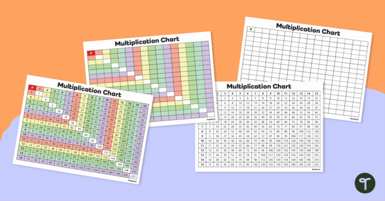 Free Printable Multiplication Chart 112 featuring colorful grids for multiplication practice