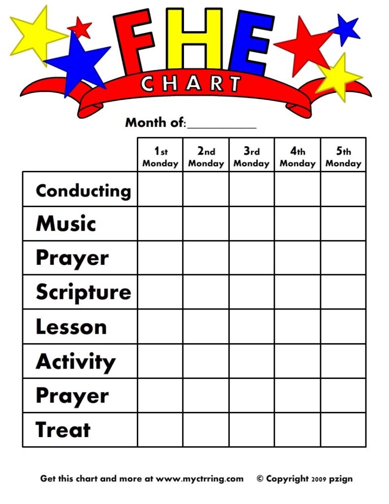 Free Printable Printable Fhe Chart - Download and print Free Printable Family Home Evening Charts (Free PDF)