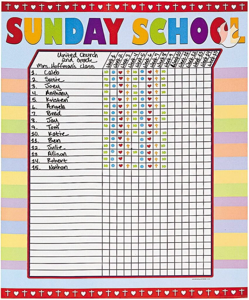 Free Printable Sunday School Chart - Download and print Free Printable Attendance Chart For Sunday School ...
