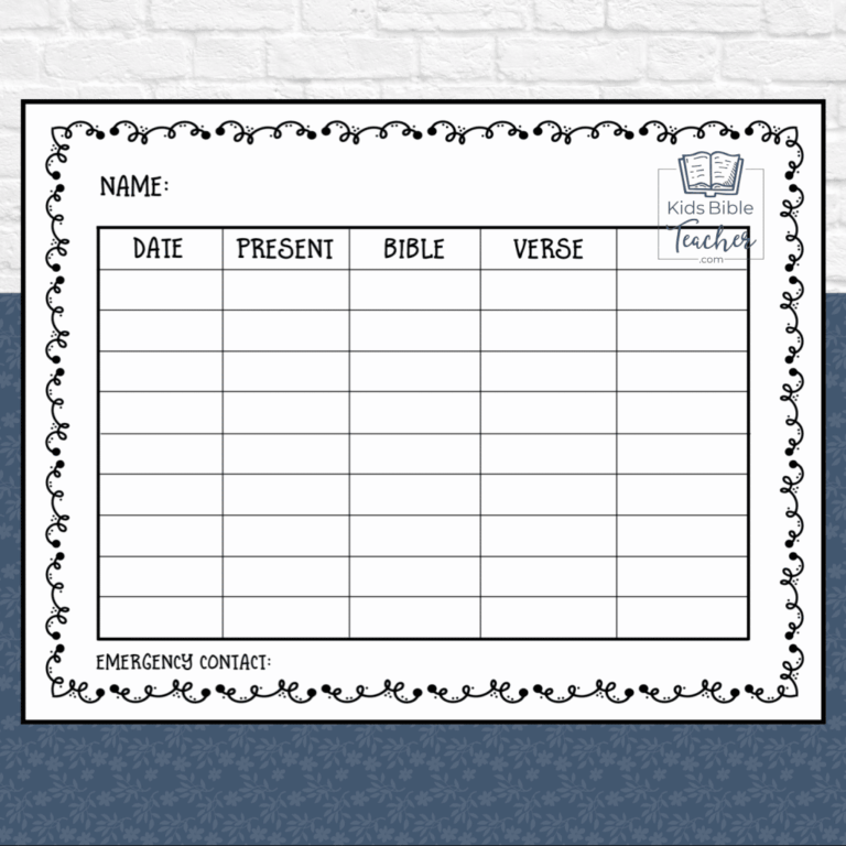 Free Printable Sunday School Charts - Printable Attendance Charts For Sunday School - Printables Templates Free